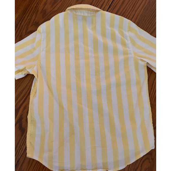 old navy built-in flex yellow and white striped button down shirt - Picture 3 of 3